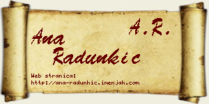 Ana Radunkić vizit kartica